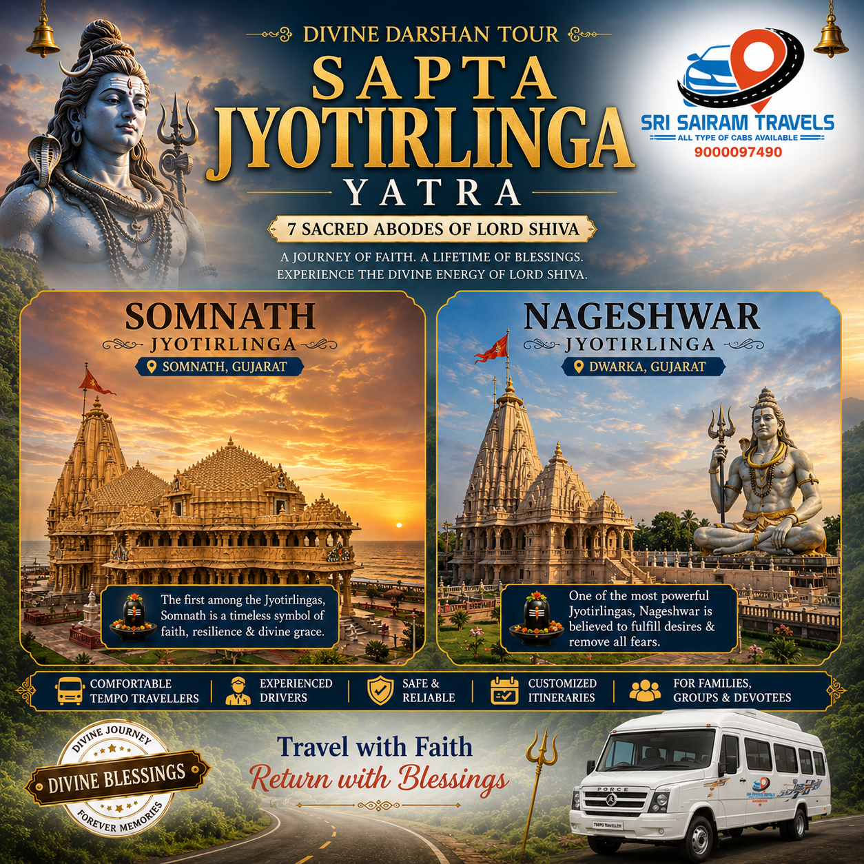 ποΈ Divine Sapta Jyotirlinga Pilgrimage Yatra From Hyderabad to Maharashtra, Gujarat & Madhya Pradesh ποΈ - Image 3