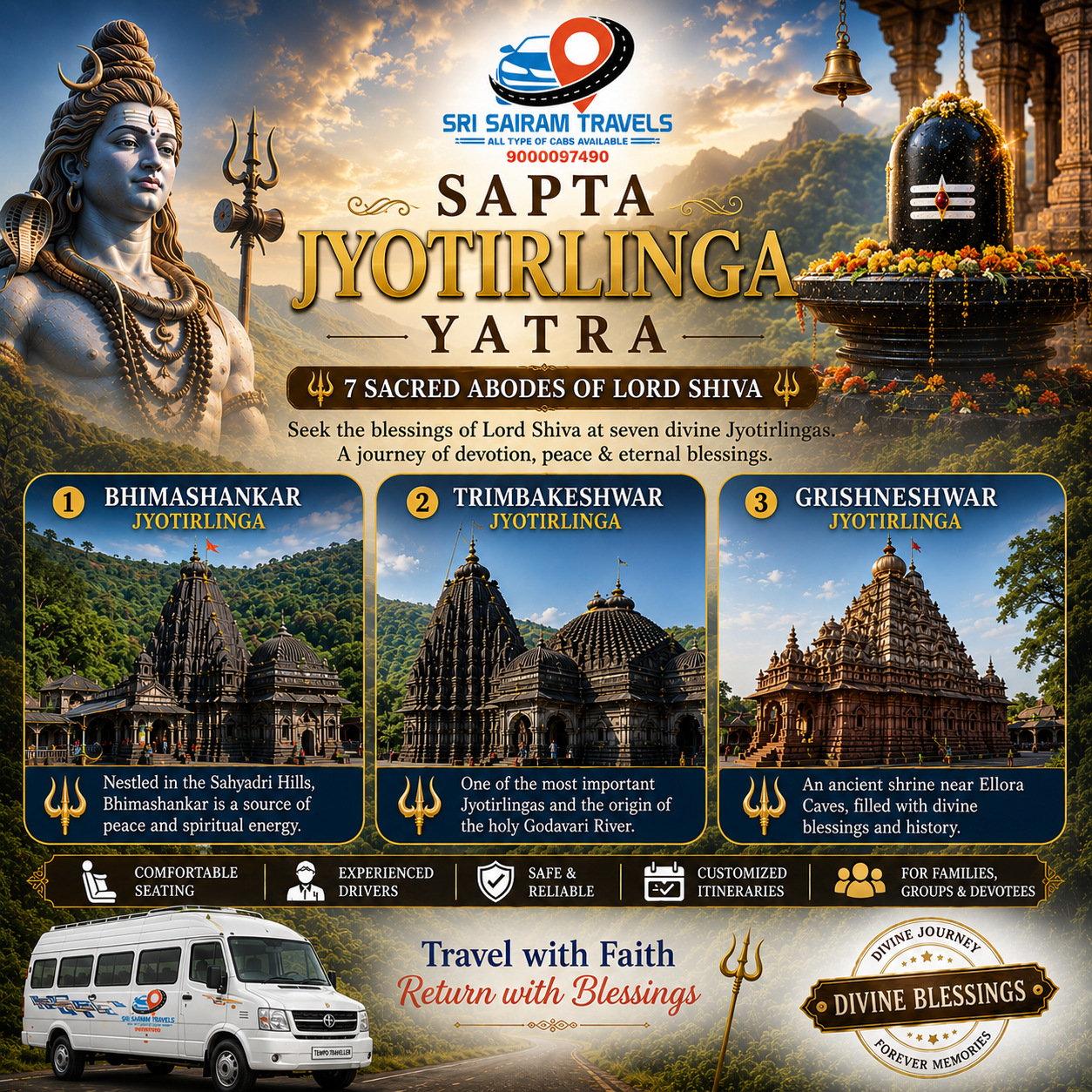 ποΈ Divine Sapta Jyotirlinga Pilgrimage Yatra From Hyderabad to Maharashtra, Gujarat & Madhya Pradesh ποΈ - Image 2
