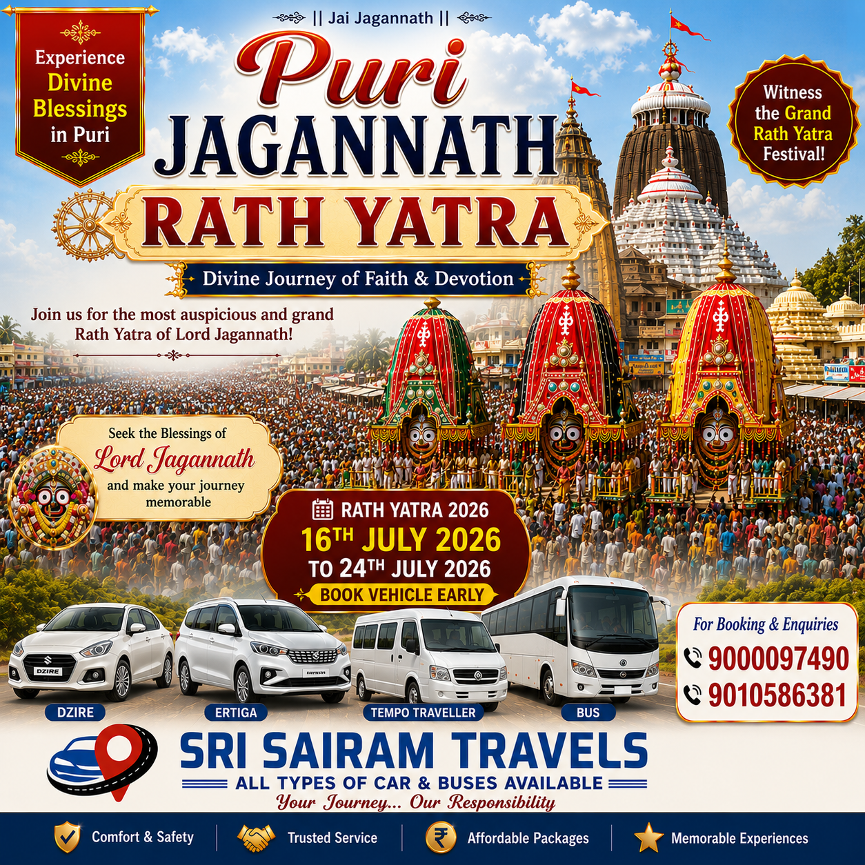 π±π© Hyderabad to Puri Jagannath Rath Yatra 2026 β Divine Chariot Festival Tour π©π± - Image 2